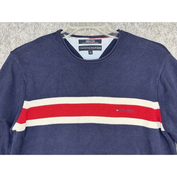 Tommy Hilfiger Sweater Men’s Small Red White Blue Roll Neck Embroidered Y2K - Picture 2 of 8